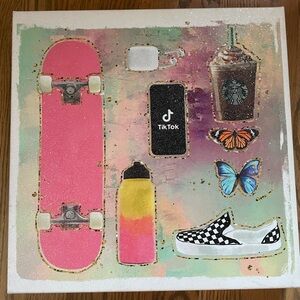 Colorful Skateboard and Accessories Canvas Art